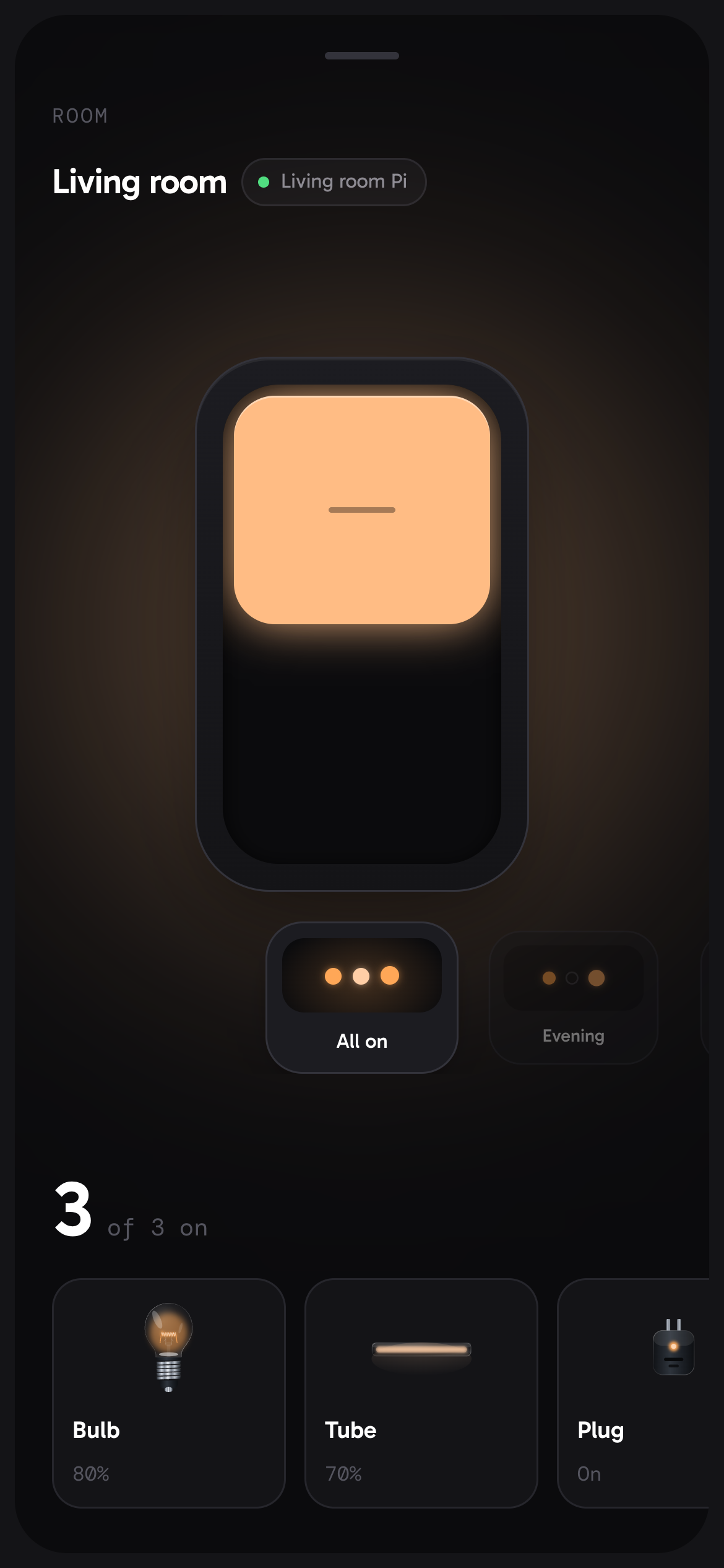 Mobile — the same switch, installable as a PWA